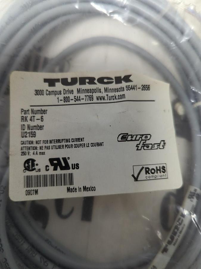 TURCK,RF 4T-6 U2159,EURO-FAST CORDSET NEW