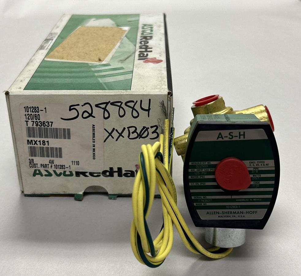 Used ASCO,101283-1,SOLENOID VALVE 3/8IN 4W 120V NEW