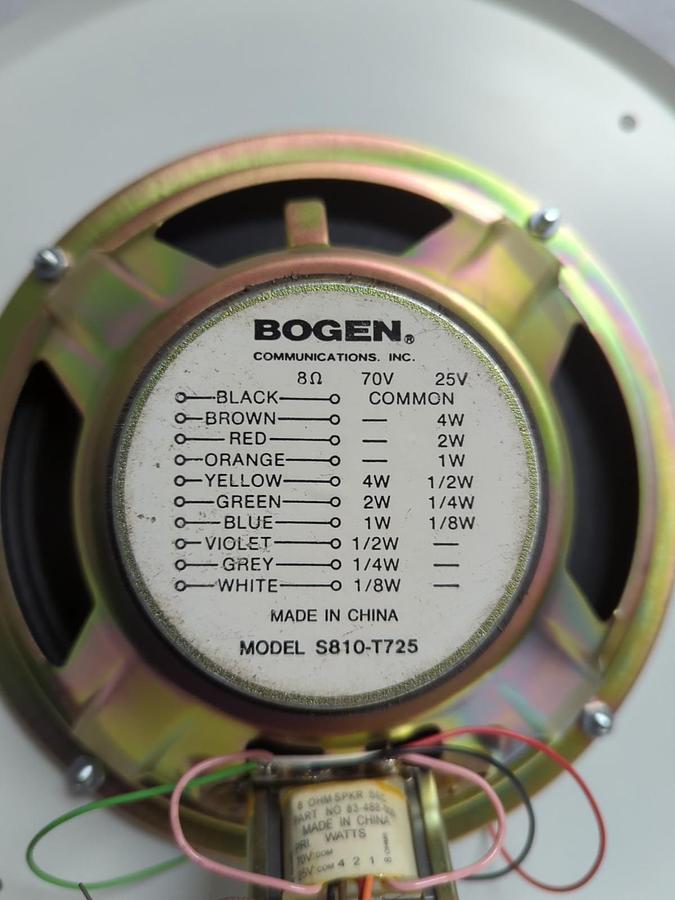 Used BOGEN,S810-T725,8OHM WHITE 8 INCH CEILING SPEAKER PRE-OWNED