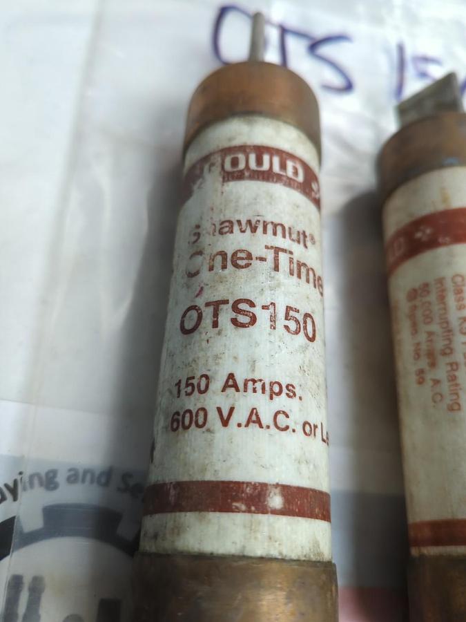 Used GOULD SHAWMUT,OTS 150,ONE-TIME 150 AMP FUSE LOT OF 3 PRE-OWNED
