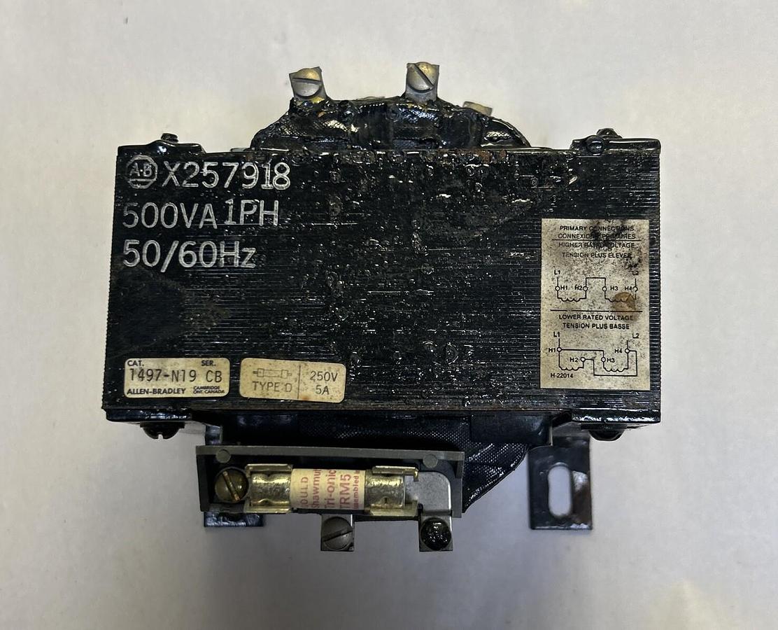 Used ALLEN BRADLEY,1497-N19,TRANSFORMER 500VA 50/60HZ