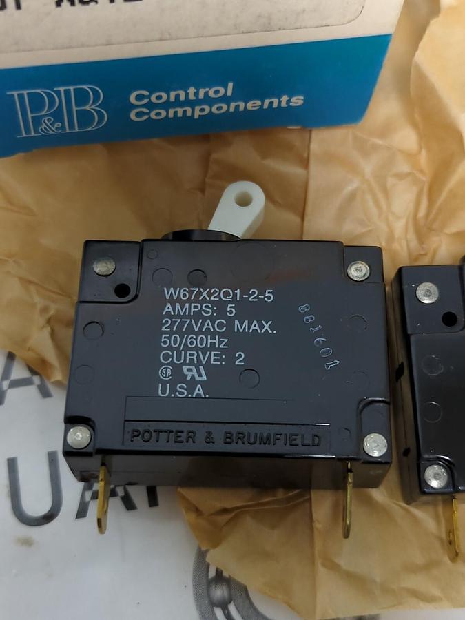 POTTER & BRUMFIELD,W67-XQ12-5,CIRCUIT BREAKER 1 POLE 5 AMP BOX OF 2