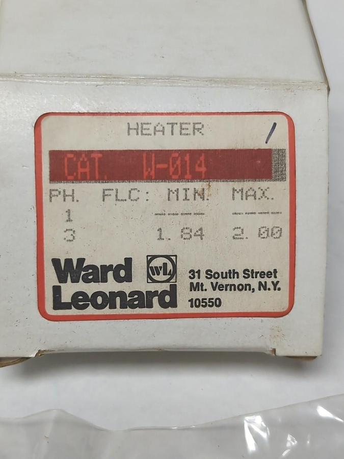 WARD LEONARD,W-014,OVERLOAD HEATER ELEMENT NOS