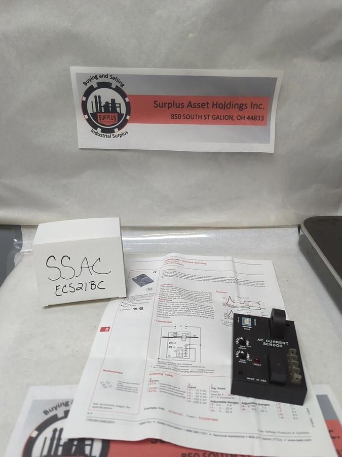Used SSAC,ECS21BC,SOLID STATE CONTROL PROTECTION RELAY 24VAC PRE-OWNED