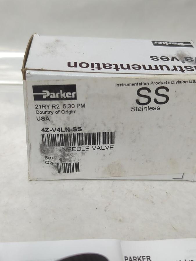 PARKER,4Z-V4LN-SS,STAINLESS STEEL NEEDLE VALVE NOS