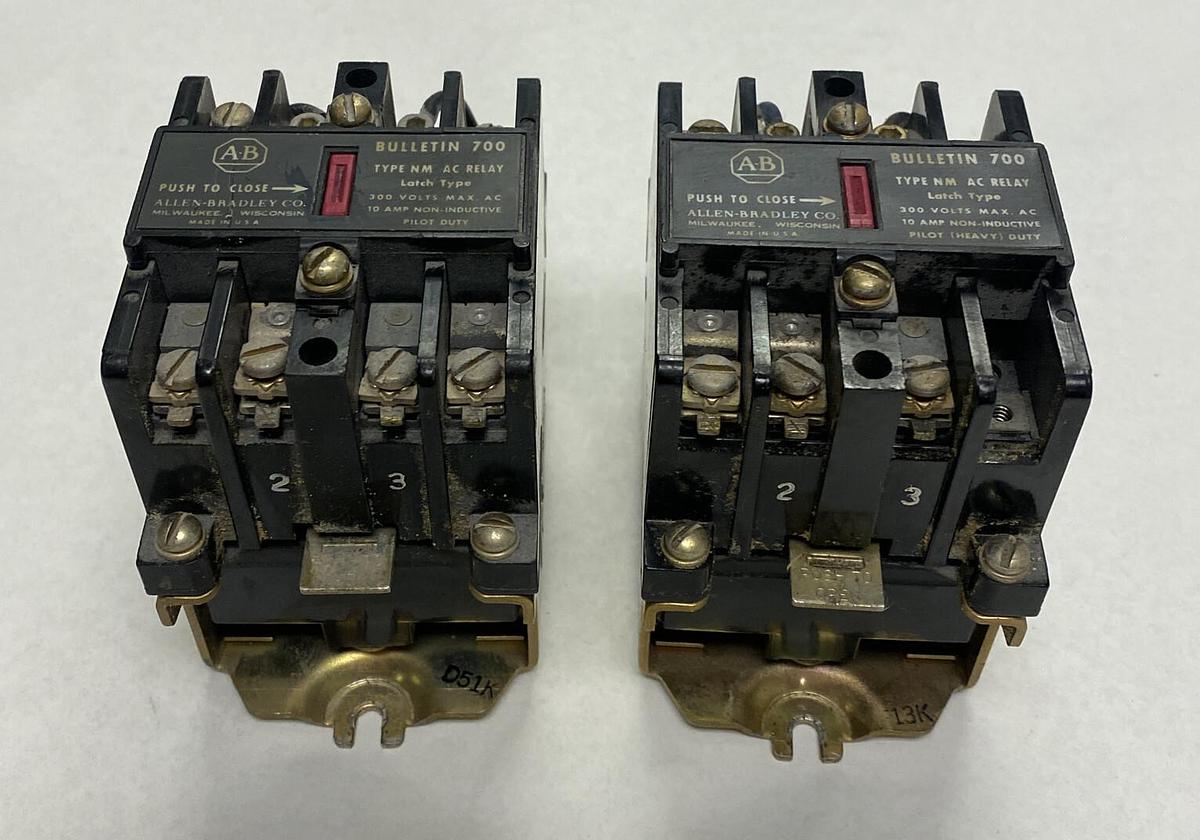 Used ALLEN BRADLEY,700-NM200A1,SER B INDUSTRIAL CONTROL RELAY LOT OF 2