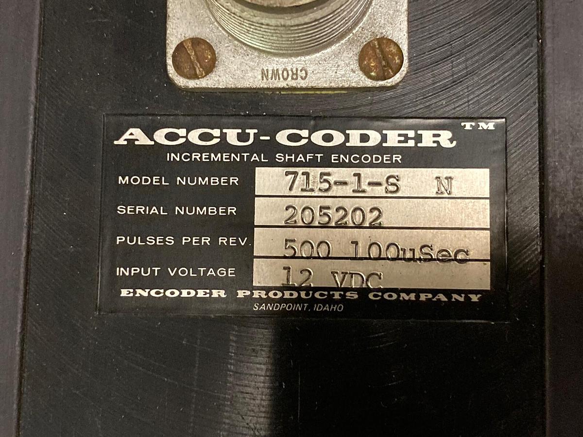 Used Accu-Coder,715-1-S N,Encoder 500 Pulses Per Rev