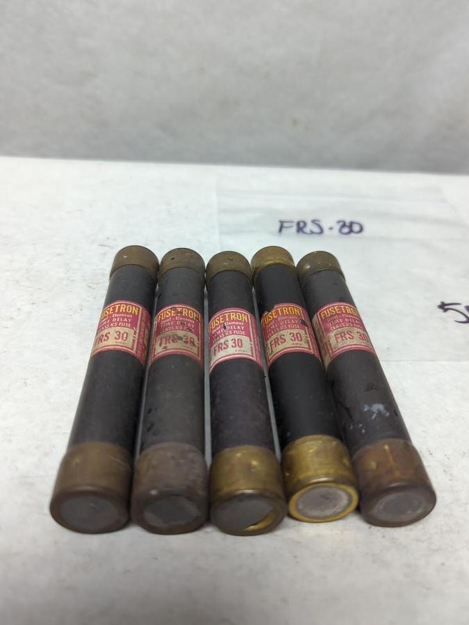 Used COOPER BUSSMANN,FRS-30,FUSETRON 30 AMP FUSE LOT OF 5 PRE-OWNED