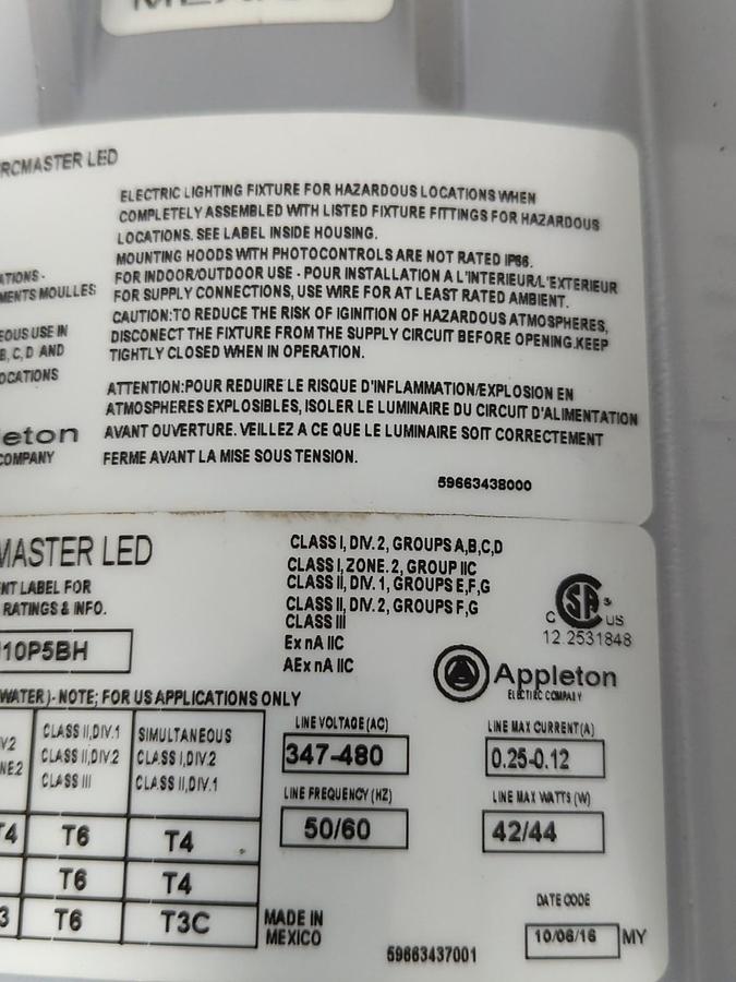 APPLETON,MLEDN10P5BH,TYPE 4X MERCMASTER LED LIGHT FIXTURE MISSING BOX