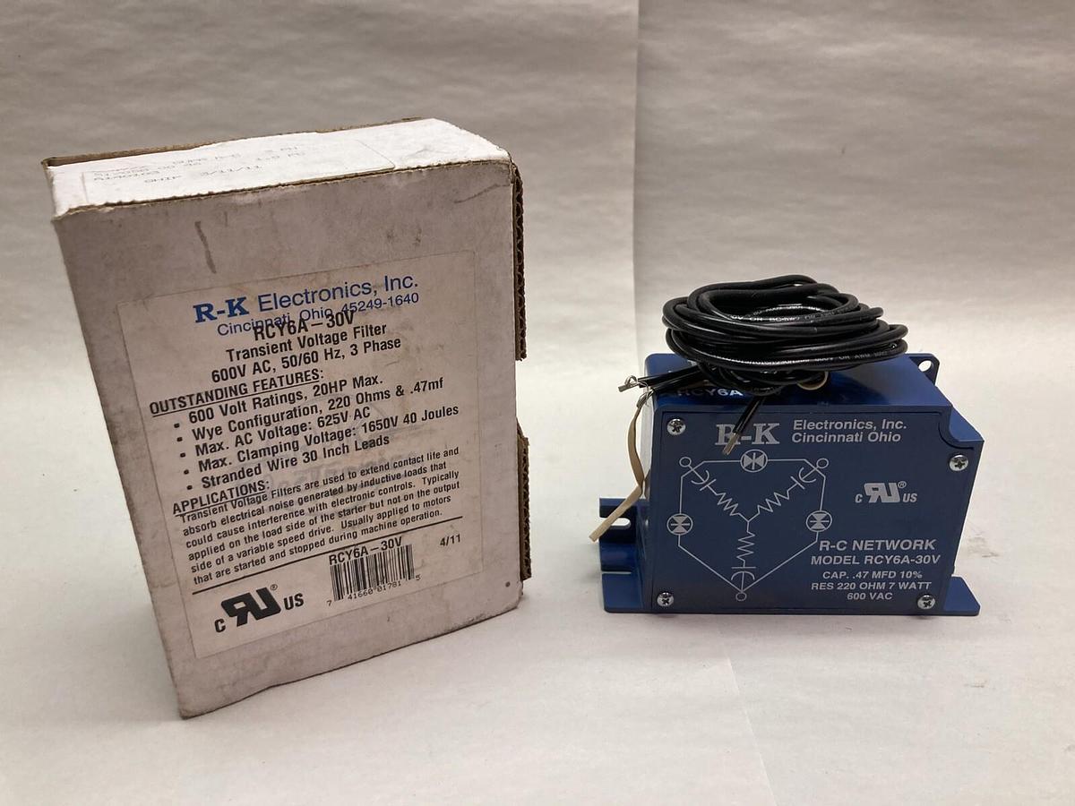 R-K Electronics,RCY6A-30V,R-C Network Transient Voltage Filter 600Vac 220Ohm