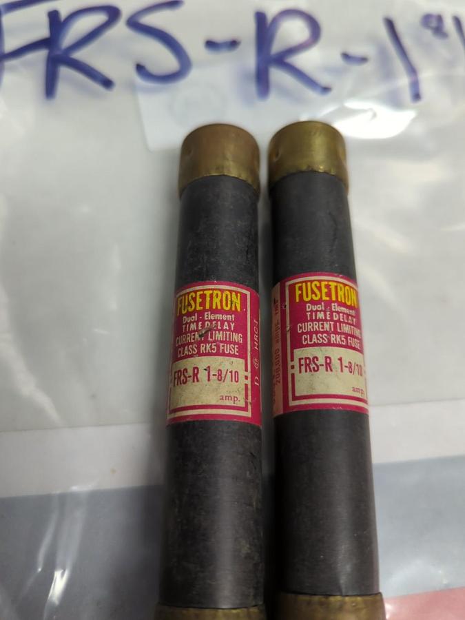 Used COOPER BUSSMANN,FRS-R-1-8/10,FUSETRON 1-8/10 AMP FUSE LOT OF 2 PRE-OWNED