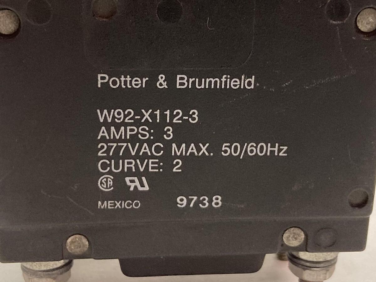 Potter & Brumfield,W92-X112-3,Circuit Breaker Magnetic 3A 277VAC