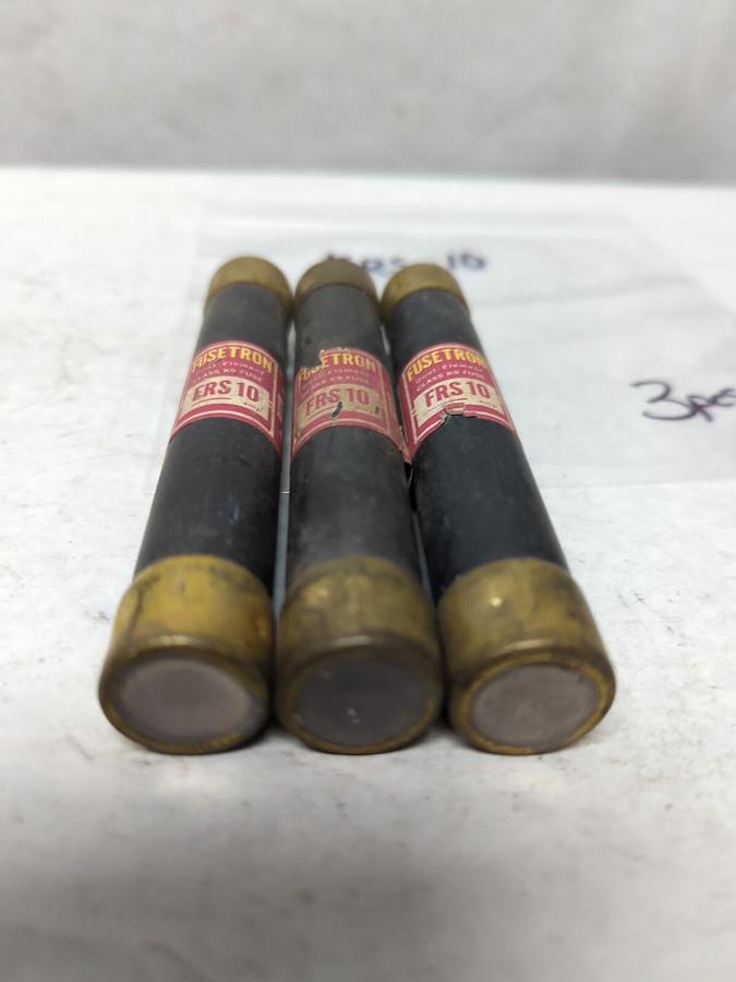 Used COOPER BUSSMANN,FRS-10,FUSETRON 10 AMP FUSE LOT OF 3 PRE-OWNED
