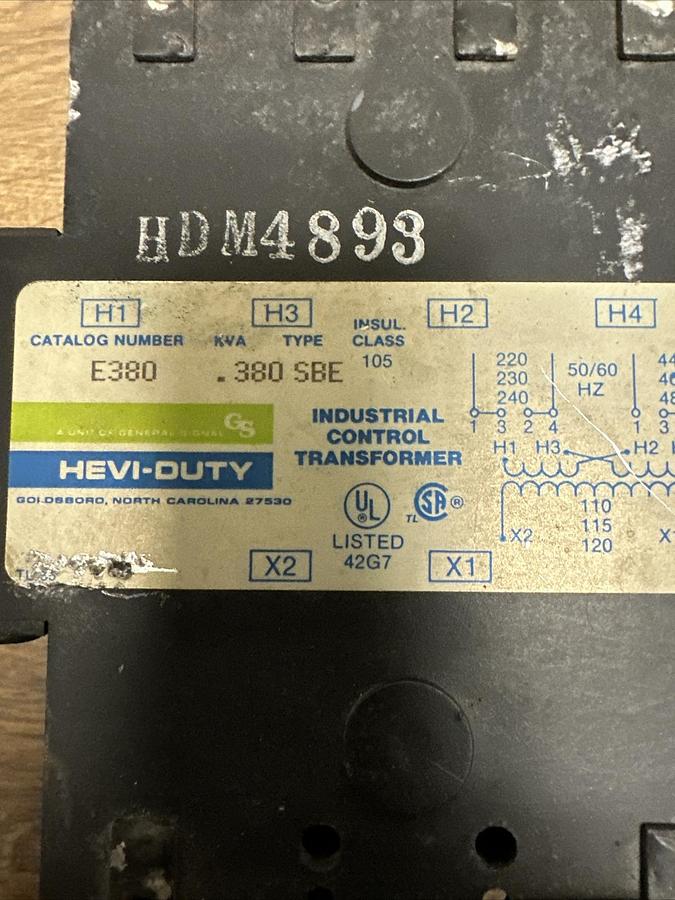 Used Sola Hevi-Duty,E380,.380 KVA Type SBE Transformer