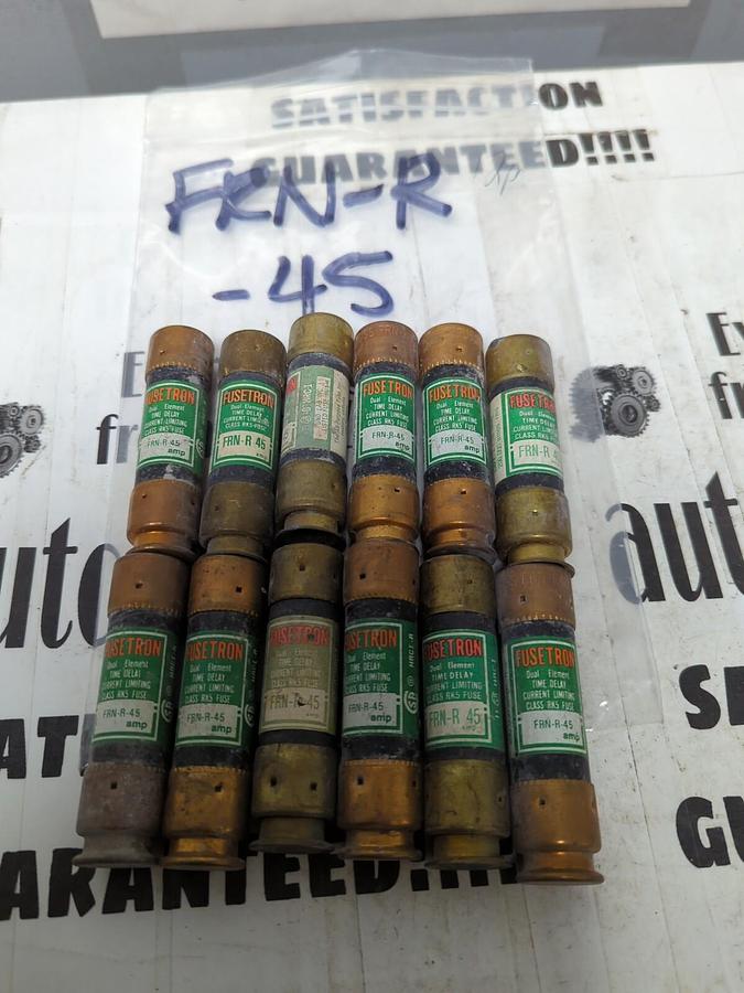 COOPER BUSSMANN,FRN-R-45,FUSETRON 45 AMP FUSES LOT OF 12 NOS