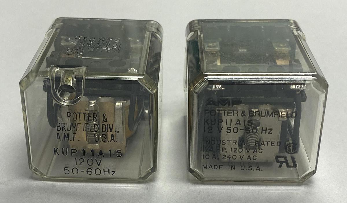 POTTER & BRUMFIELD,KUP11A15,RELAY 120V 10A LOT OF 2 NOS