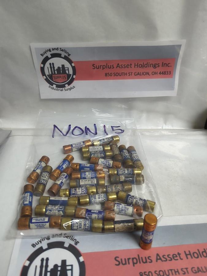 Used COOPER BUSSMANN,NON-15,ONE-TIME FUSE 15 AMP LOT OF 30 PRE-OWNED