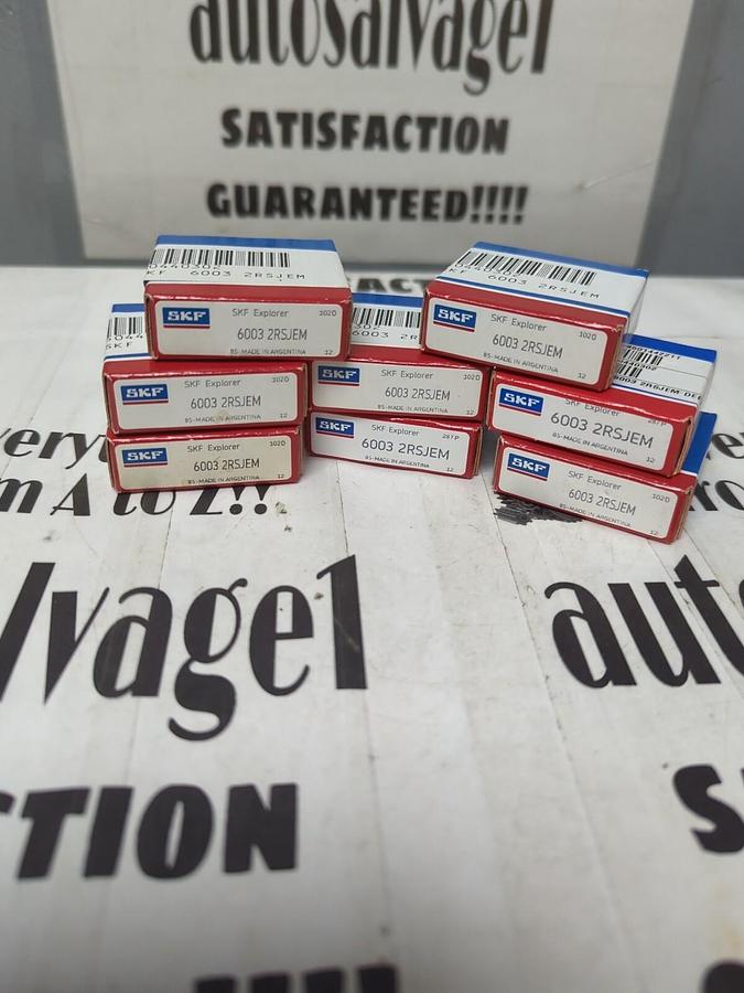 SKF,6003-2RSJEM,DOUBLE SEALED DEEP GROOVE BALL BEARING 17MM BORE  LOT OF 8..NOS