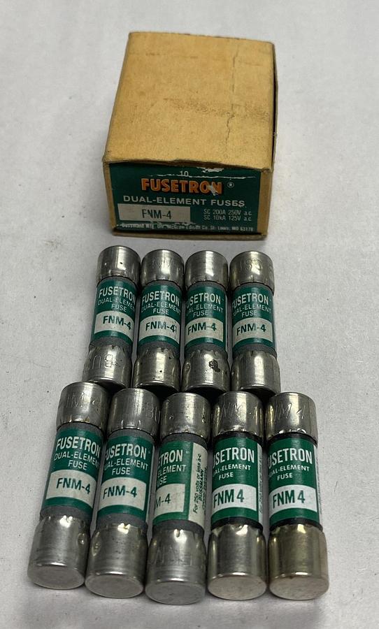 Cooper Bussmann,FNM-4,Fusetron Fuse Lot Of 9 NOS