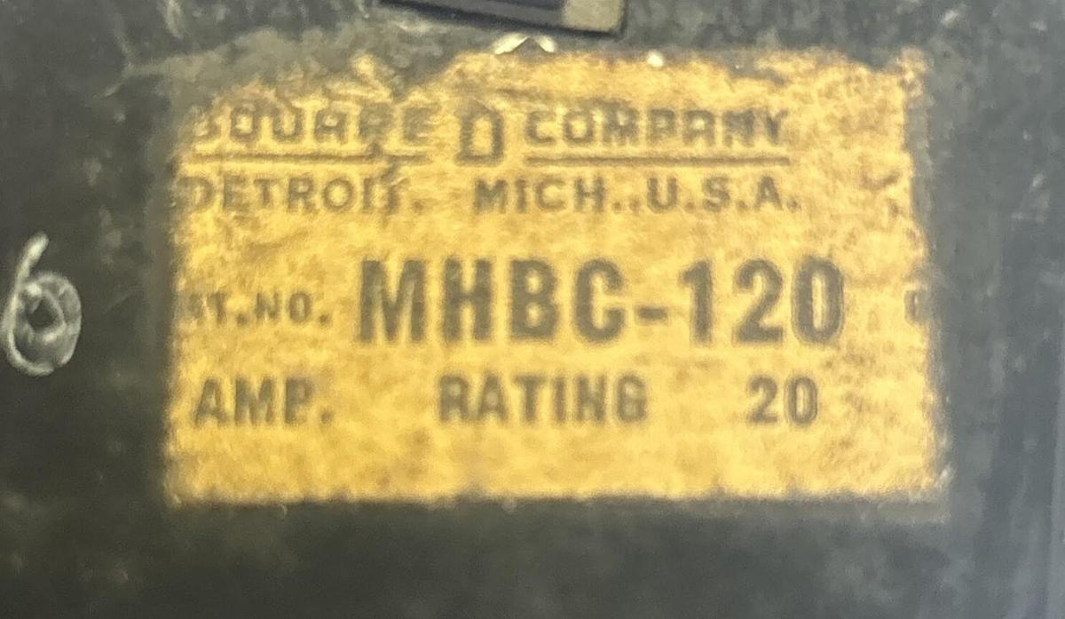 Used SQUARE D,MHBC-120,CIRCUIT BREAKER 20A 240V 2P