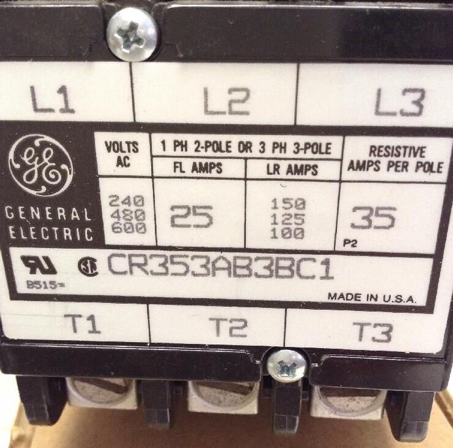GE,CR353AB3BC1,Contactor Definite Purpose 25A 3 Pole LOT OF 2