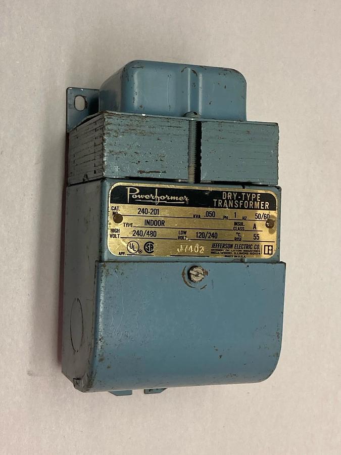 Used Jefferson Electric,240-201,Powerformer Dry-Type Transformer 120/240V 50/60Hz