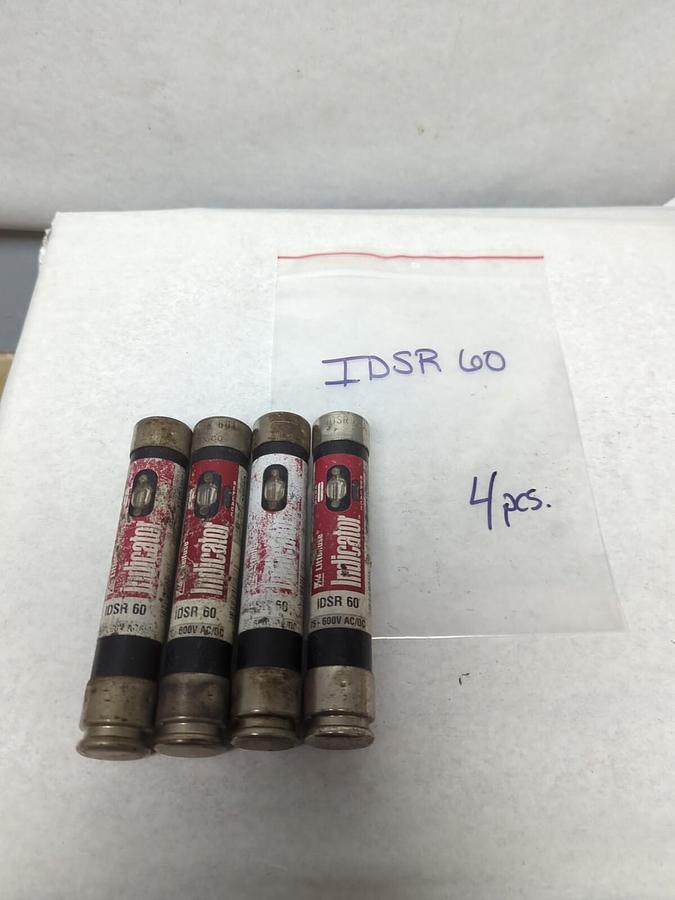 Used LITTELFUSE,IDSR 60,INDICATOR 60 AMP FUSE LOT OF 4 PRE-OWNED