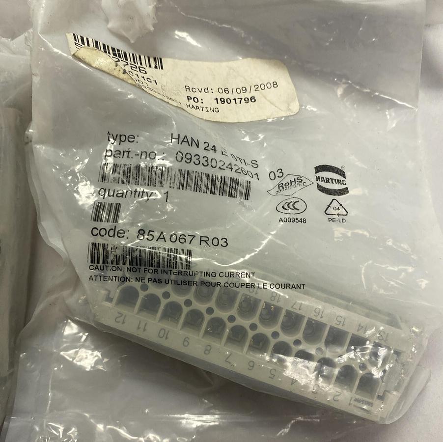HARTING,HAN-24-E-STI-S,CONNECTOR INSERT LOT OF 6 NEW