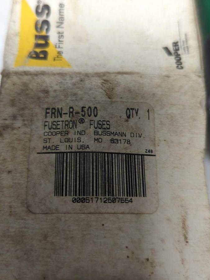 COOPER BUSSMANN,FRN-R-500,FUSETRON 500 AMP FUSE NOS