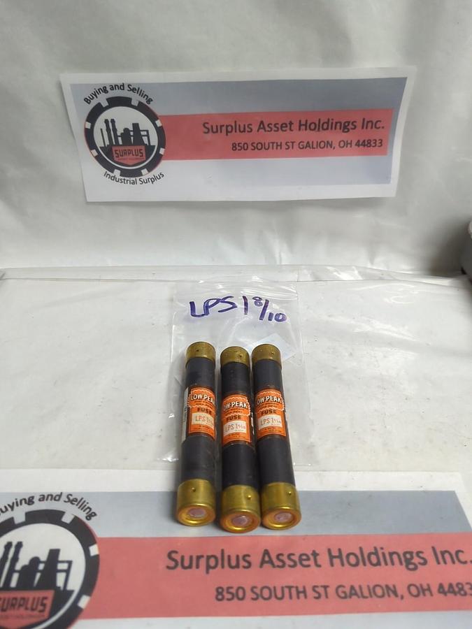 Used COOPER BUSSMANN,LPS-1-8/10,LOW-PEAK 1-8/10 AMP FUSE LOT OF 3 PRE-OWNED