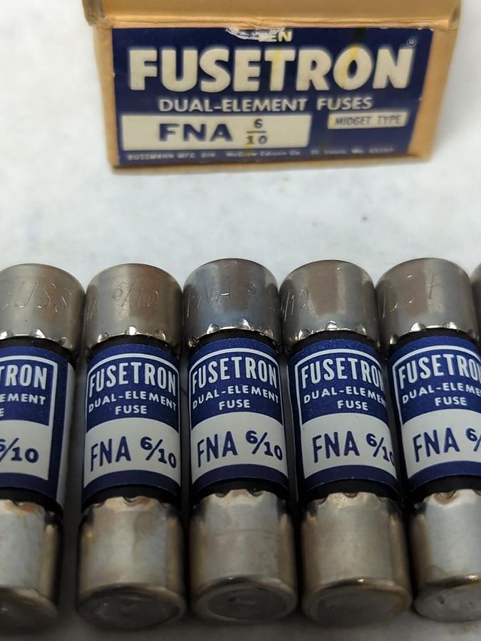 COOPER BUSSMANN,FNA 6/10,FUSETRON 6/10 AMP FUSES BOX OF 10 NOS