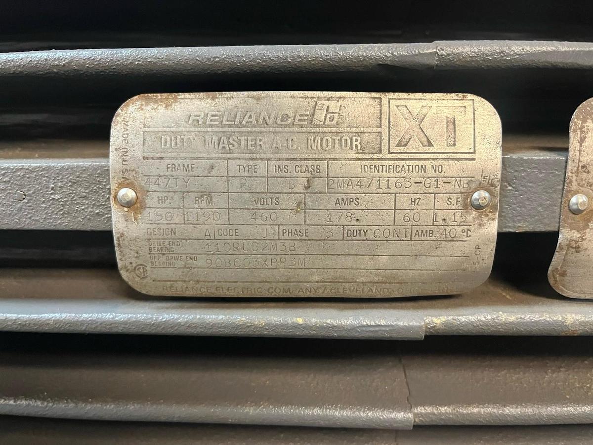 Used RELIANCE,150HP,XT DUTY MASTER AC MOTOR 1190RPM 460V 447TY