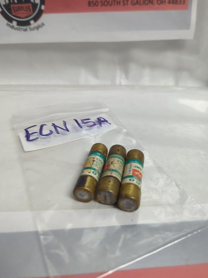 Used ECON,ECN-15,ONE-TIME 15 AMP FUSE LOT OF 3 PRE-OWNED