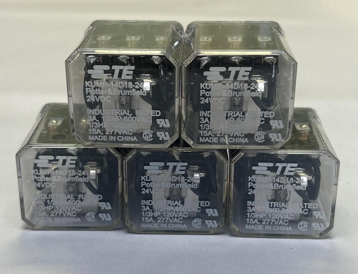 Used TE CONNECTIVITY,KUMP-14D18-24,RELAY 24VDC LOT OF 5