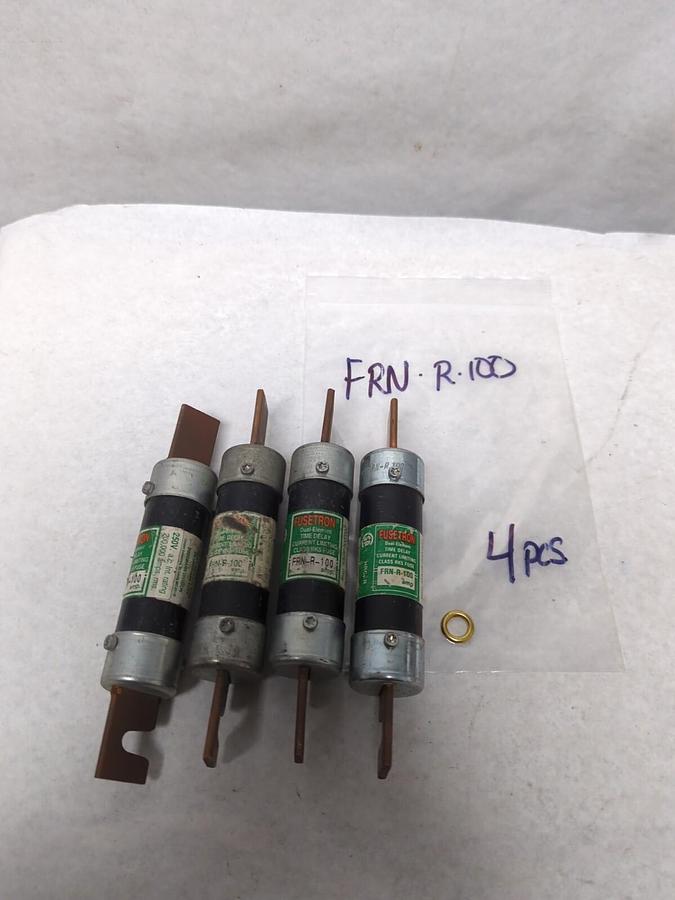 Used COOPER BUSSMANN,FRN-R-100,FUSETRON 100 AMP FUSE LOT OF 4 PRE-OWNED