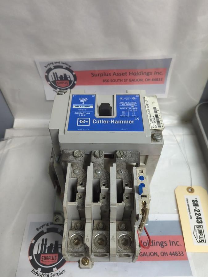 Used CUTLER HAMMER,AN16NN0,MOTOR STARTER SERIES B1 135AMP 600V PRE-OWNED