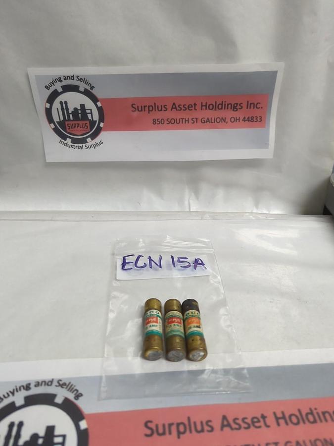 Used ECON,ECN-15,ONE-TIME 15 AMP FUSE LOT OF 3 PRE-OWNED
