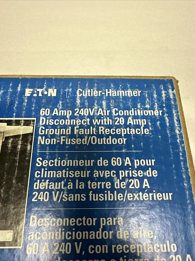 Eaton Cutler Hammer,DPU222RGF20,60 Amp 240V Non Fused Air Conditioner Disconnect