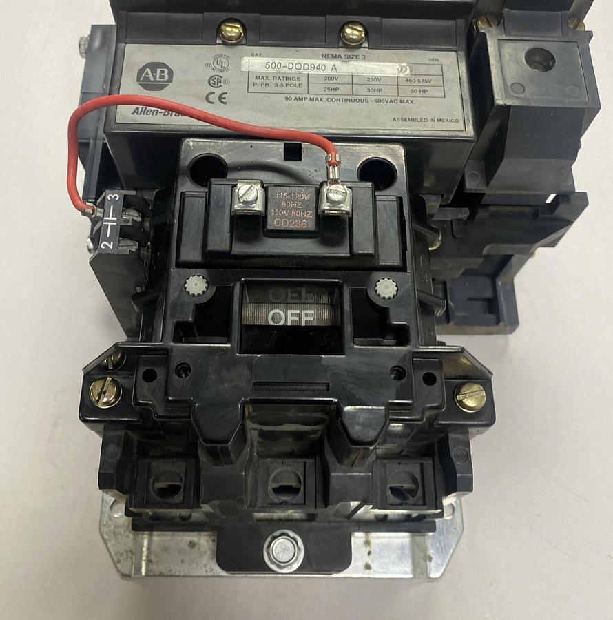 ALLEN BRADLEY,500-DOD940,NEMA SIZE 3 CONTACTOR110/120V 50/60 HZ 4 POLE NOS