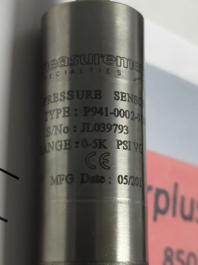 Used MEASUREMENT SPECIALTIES,P941-0002-01M0,PRESSURE SENSOR PRE-OWNED