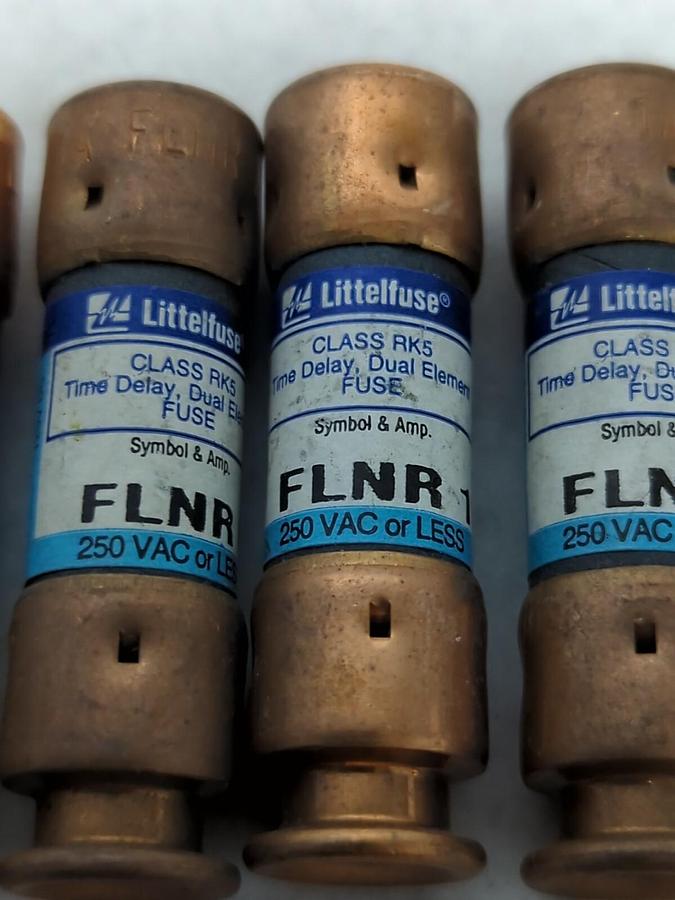Used LITTELFUSE,FLNR 1,TIME-DELAY 1 AMP FUSES LOT OF 5 PRE-OWNED