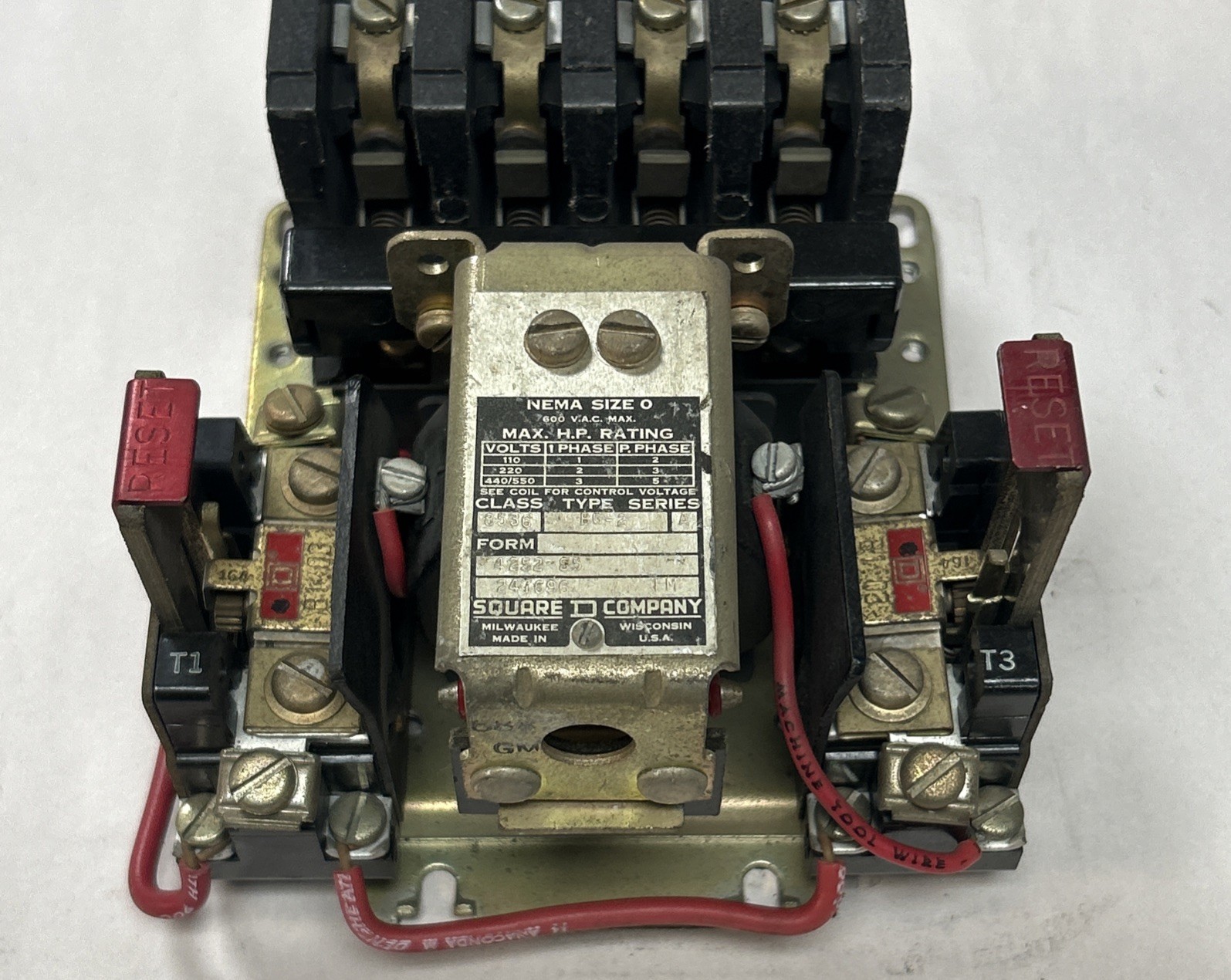 Used SQUARE D,8536-BG2,MOTOR STARTER SIZE 0