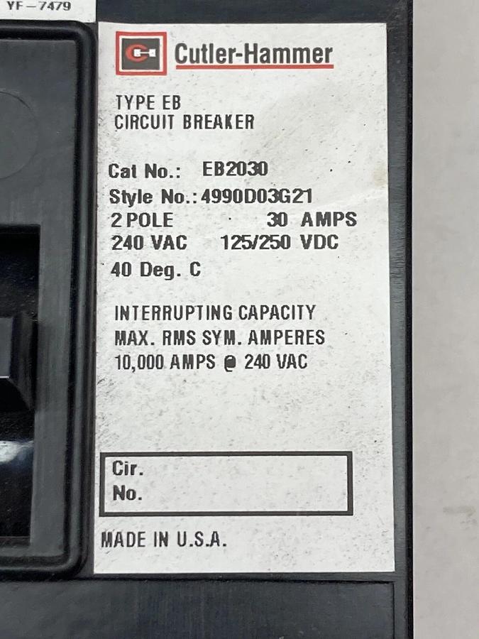 Cutler-Hammer,EB2030,2-Pole Circuit Breaker 30AMP