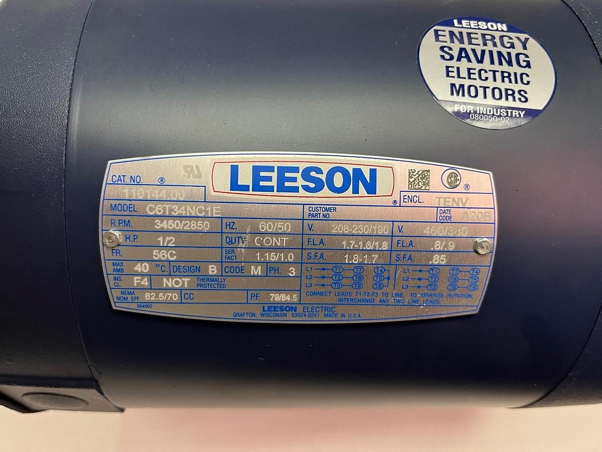 LEESON,110144.00,1/2 HP MOTOR 3450RPM 3PH 56C