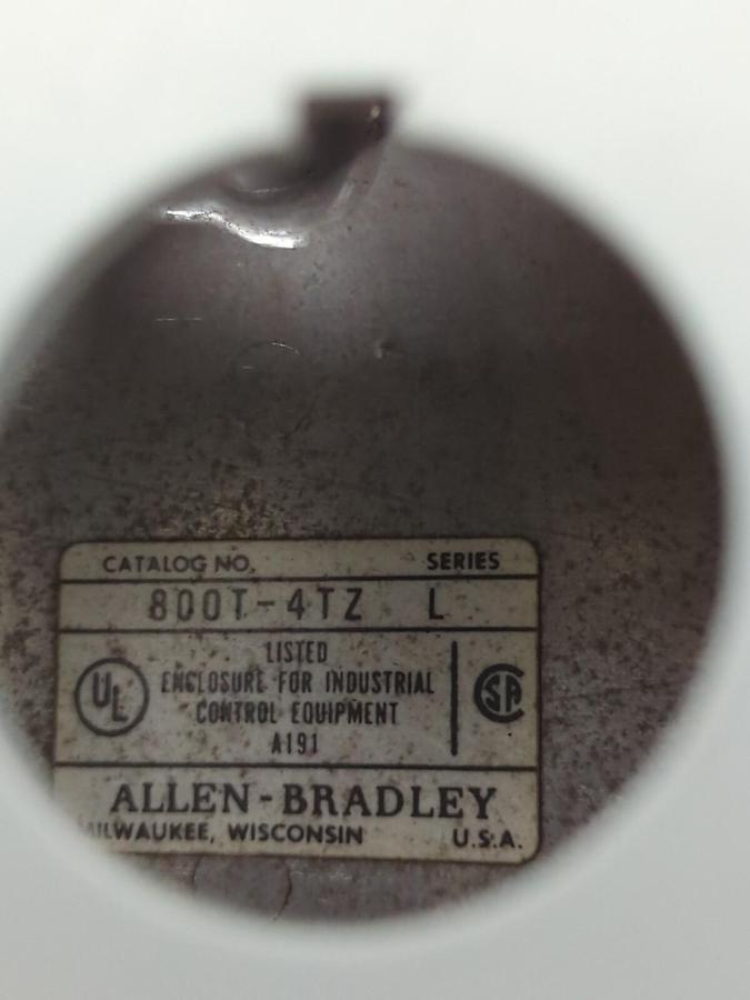 ALLEN BRADLEY,800T-4TZ,SERIES L PUSH BUTTON ENCLOSURE MISSING BOX