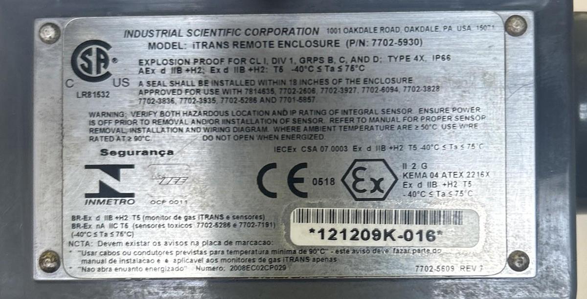 Used INDUSTRIAL SCIENTIFIC,7702-5930,ITRANS REMOTE ENCLOSURE
