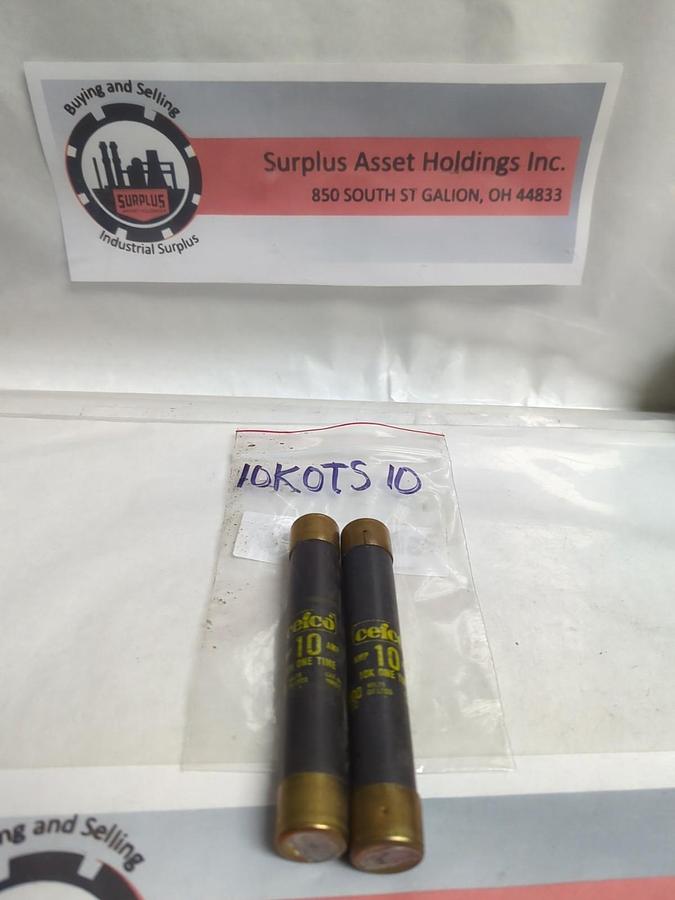 Used CEFCO,10K0TS10,ONE-TIME 10 AMP FUSE LOT OF 2 PRE-OWNED