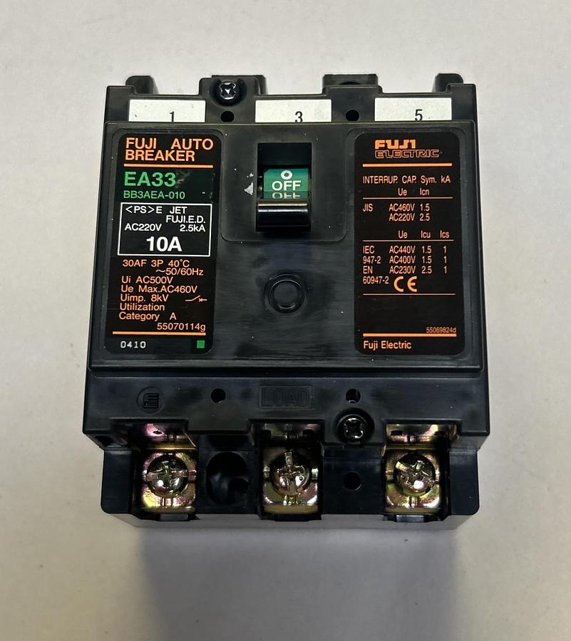 Used FUJI ELECTRIC,BB3AEA-010,CIRCUIT BREAKER 10A 220V 3P