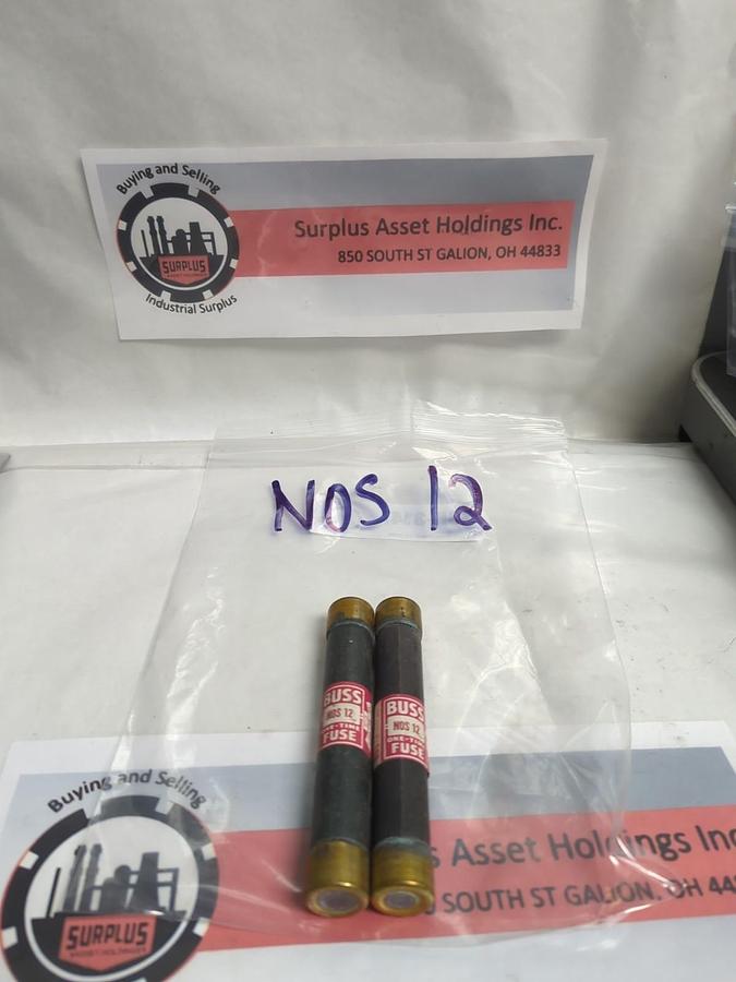 Used COOPER BUSSMANN,NOS 12,ONE-TIME 12 AMP FUSE LOT OF 2 PRE-OWNED