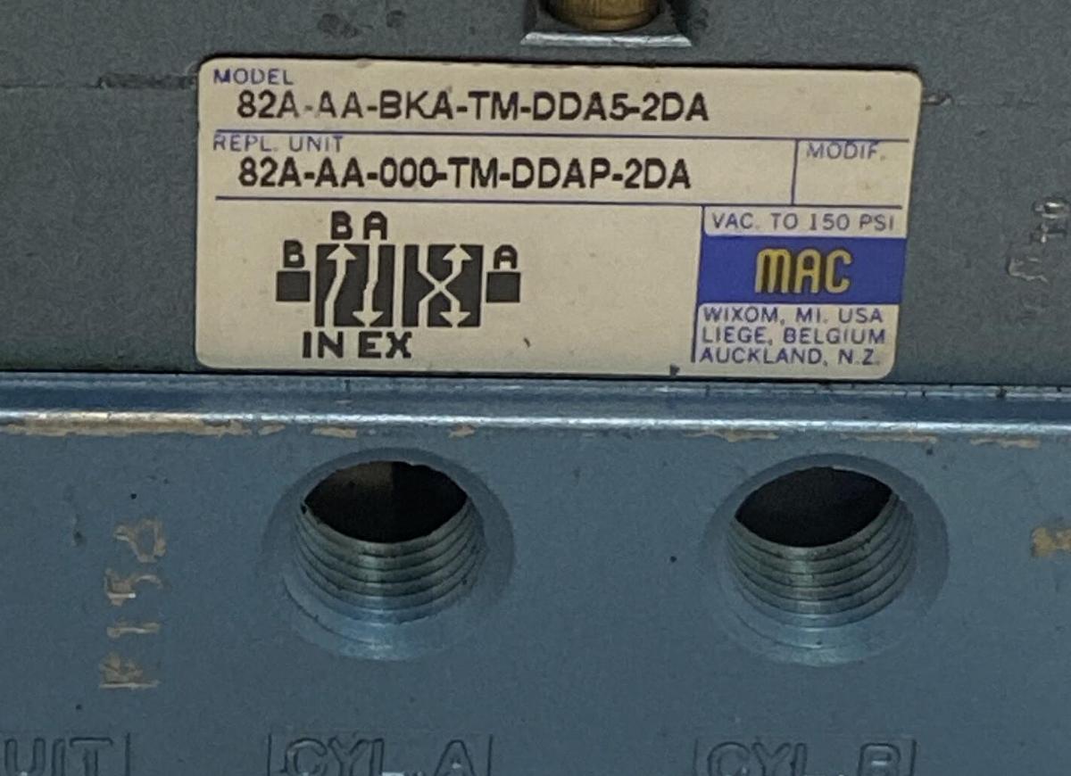 Used MAC VALVES,82A-AA-BKA-TM-DDA5-2DA, SOLENOID VALVE